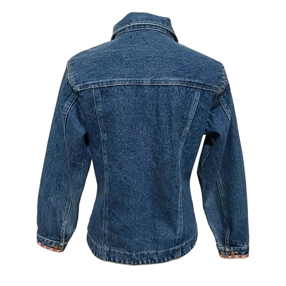 Vintage 90's Denim Jean Jacket Bill Blass Women's Small Floral Embroidered Y2K - Picture 4 of 5